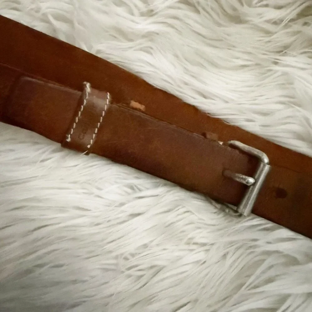CARHARTT | Vintage Leather Distressed Brown Belt Metal Buckle‎ | Length: 40.5